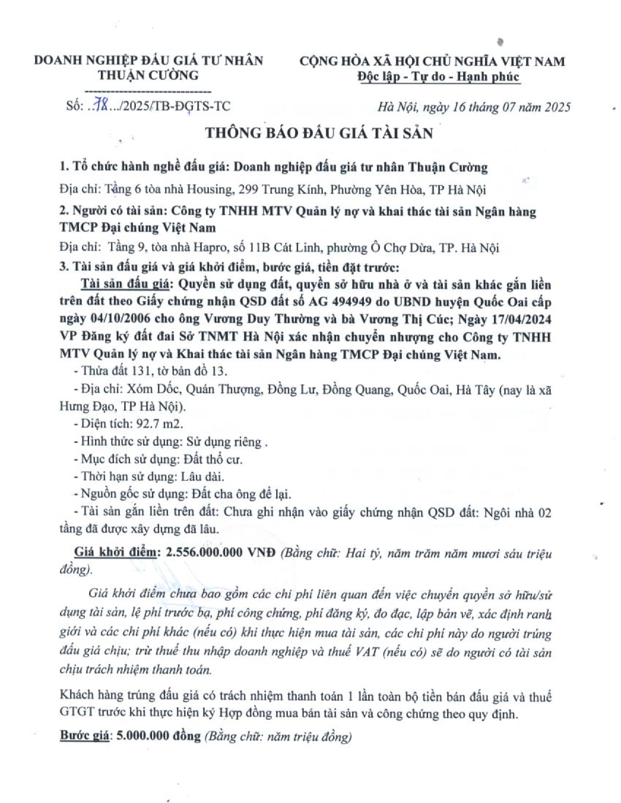 78 TB đấu giá lần 1 đất Quốc Oai_1